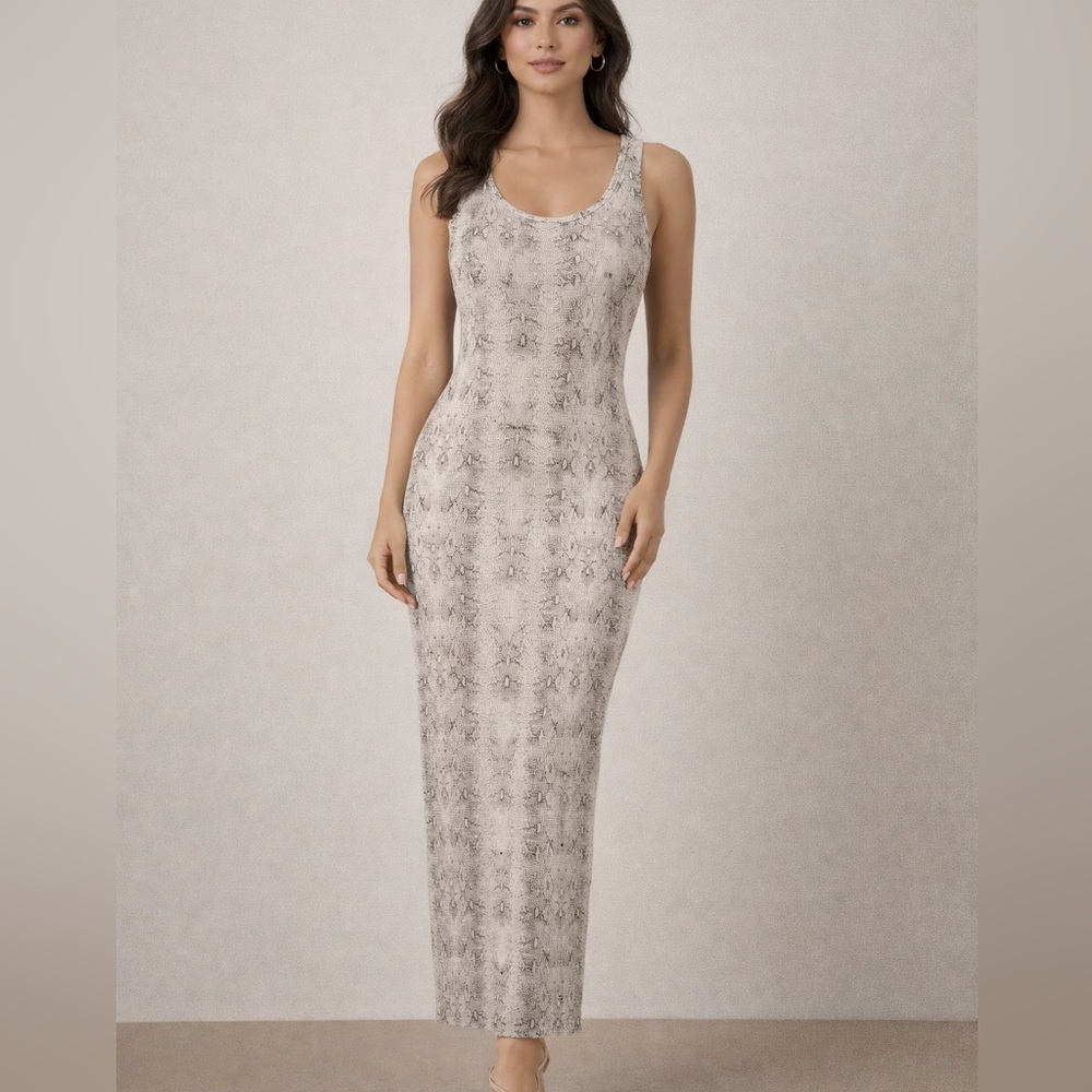 Leset Snake print  Maxi Dress - Cream